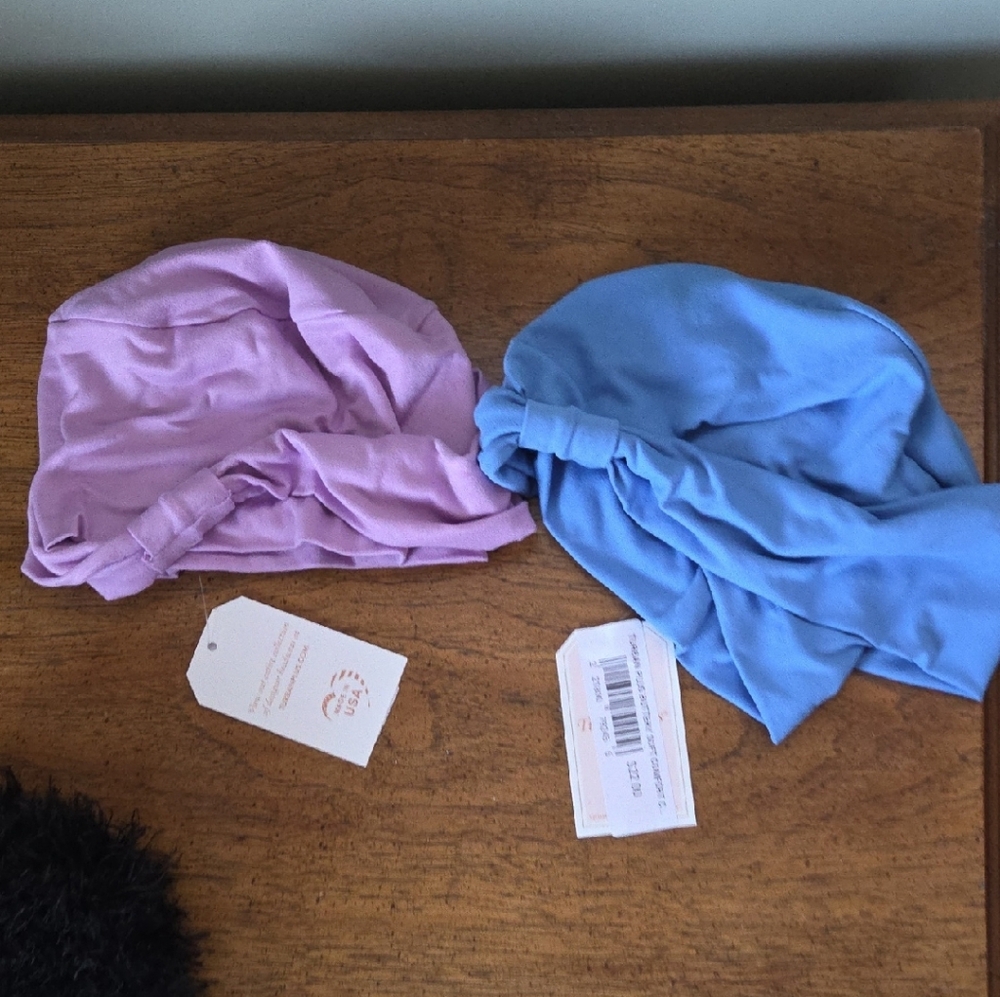 Pink and Blue Turban Headwraps. New With Tags. Head Coverings, Soft.